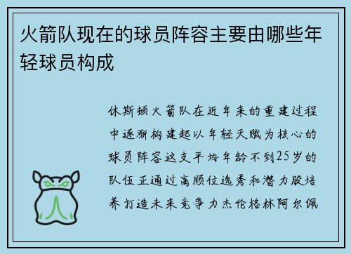 火箭队现在的球员阵容主要由哪些年轻球员构成